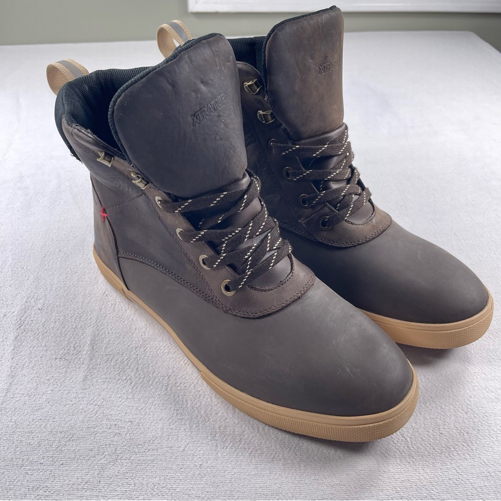 XtraTuf brown tan Leather Rubber Waterproof Men's Lace-Up Boot Outdoors